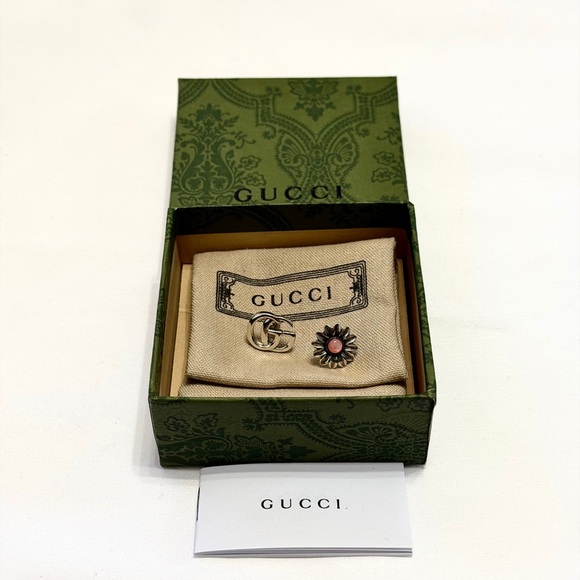 Gucci Jewelry - Gucci Double G Pink Flower Stud Earrings Sterling Silver
